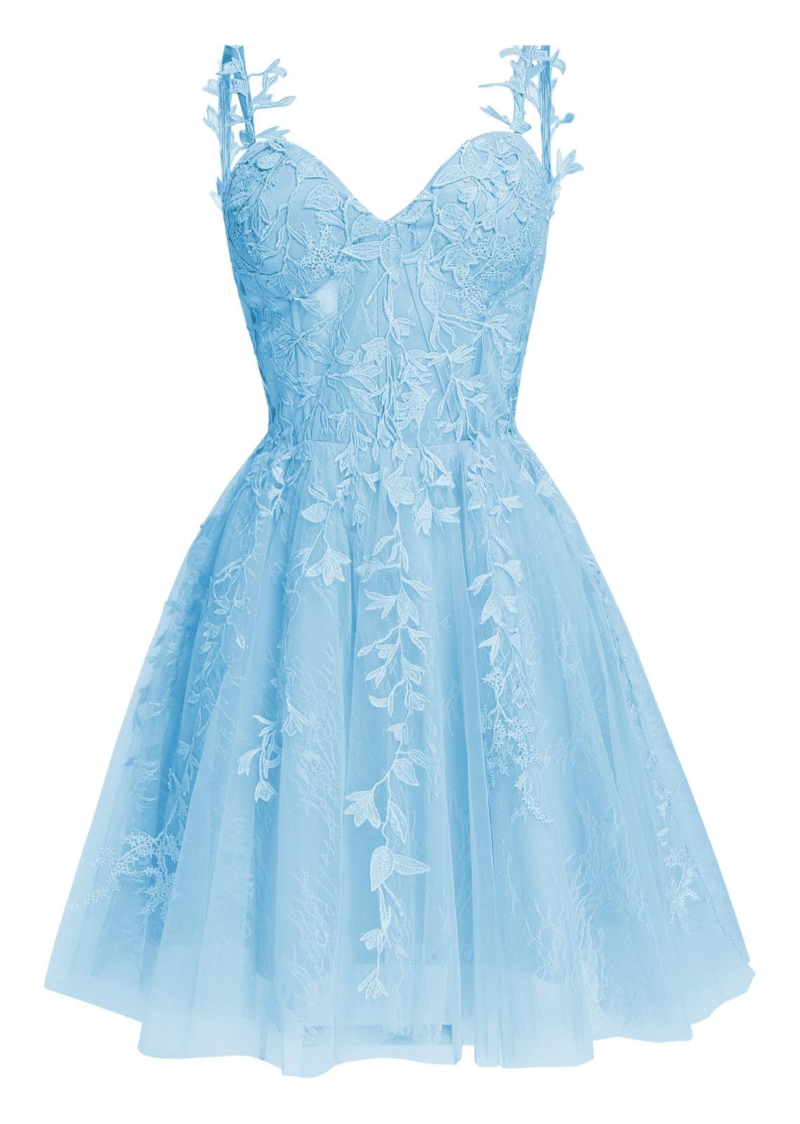 Navy Blue A-line Lace Appliques Short Homecoming Dress