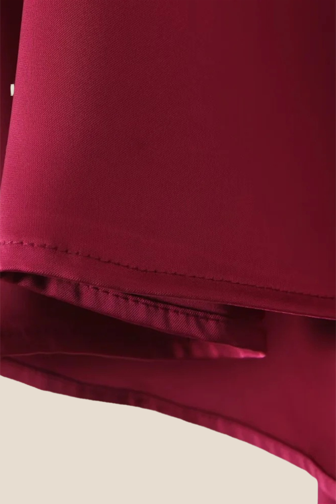 Strapless Burgundy Pleated A-line Midi Dress