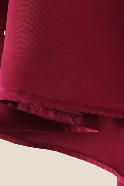 Strapless Burgundy Pleated A-line Midi Dress