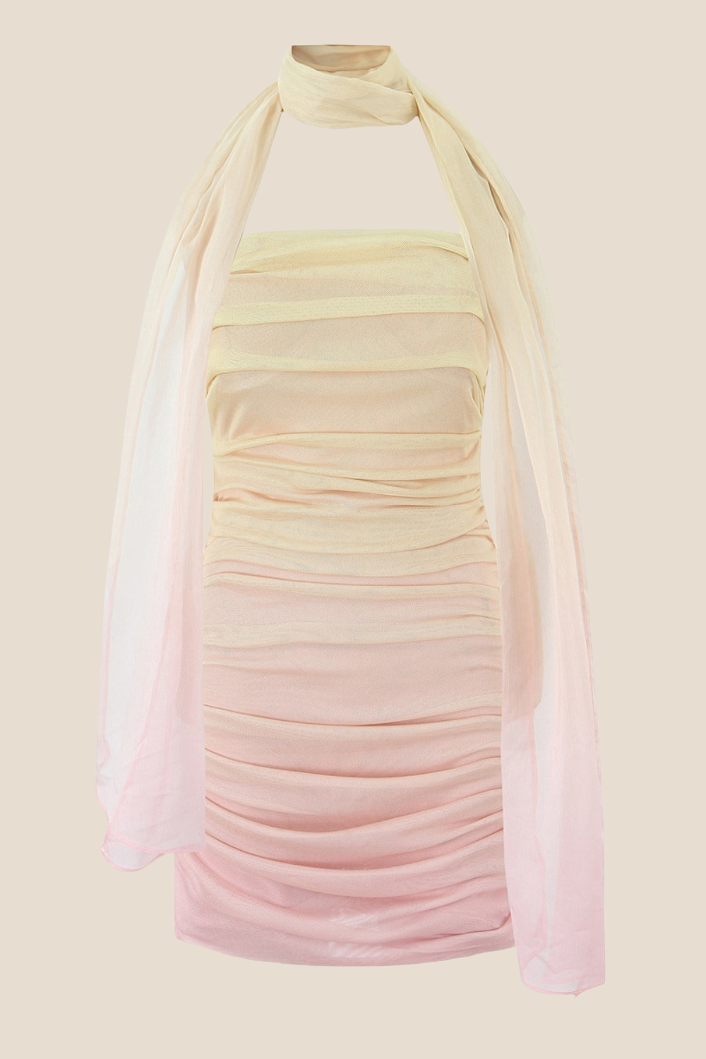 Strapless Fuchsia Ombre Ruched Short Dress