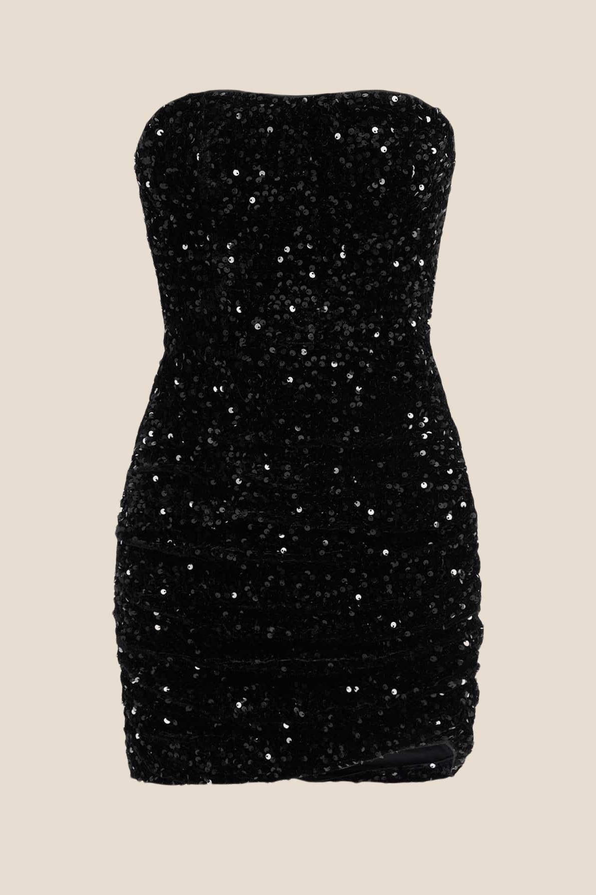 Strapless Fuchsia Bodycon Sequin Short Dress