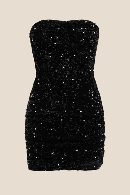 Strapless Fuchsia Bodycon Sequin Short Dress