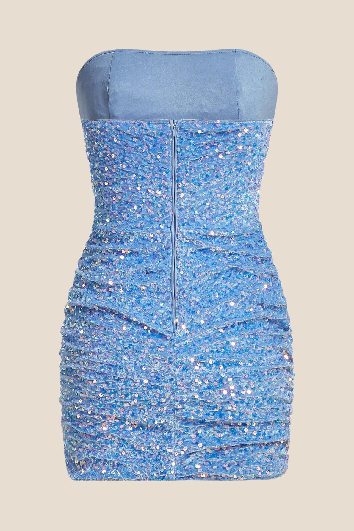 Strapless Fuchsia Bodycon Sequin Short Dress