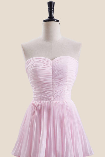 Strapless Burgundy Pleated Tiered Long Party Dress