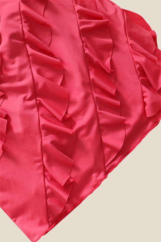 Strapless Coral Ruffled Bodycon Short Dress