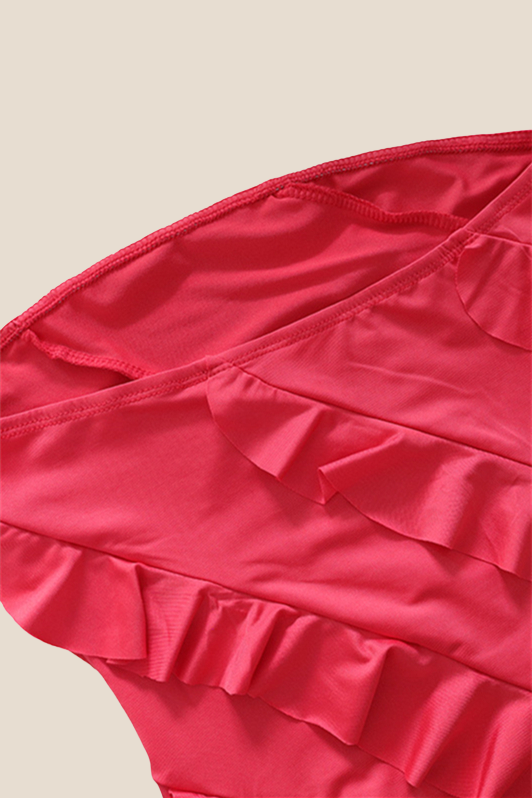 Strapless Coral Ruffled Bodycon Short Dress