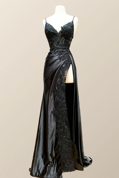 Navy Blue Appliques Mermaid Long Formal Dress