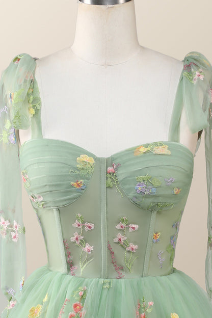 Lavender Floral Corset A-line Princess Dress