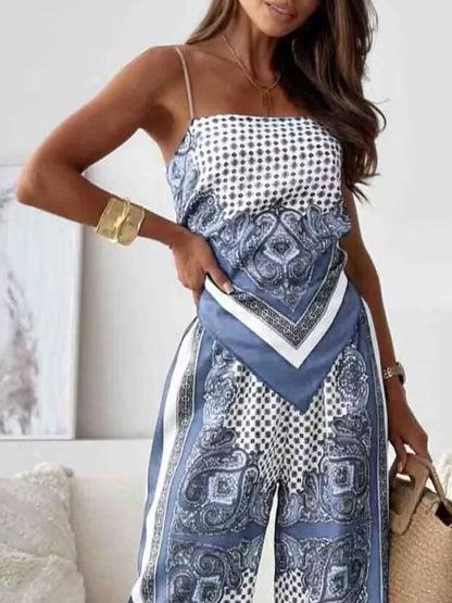 Hazel Blues® |  Tie Back Printed Cami and Pants Set
