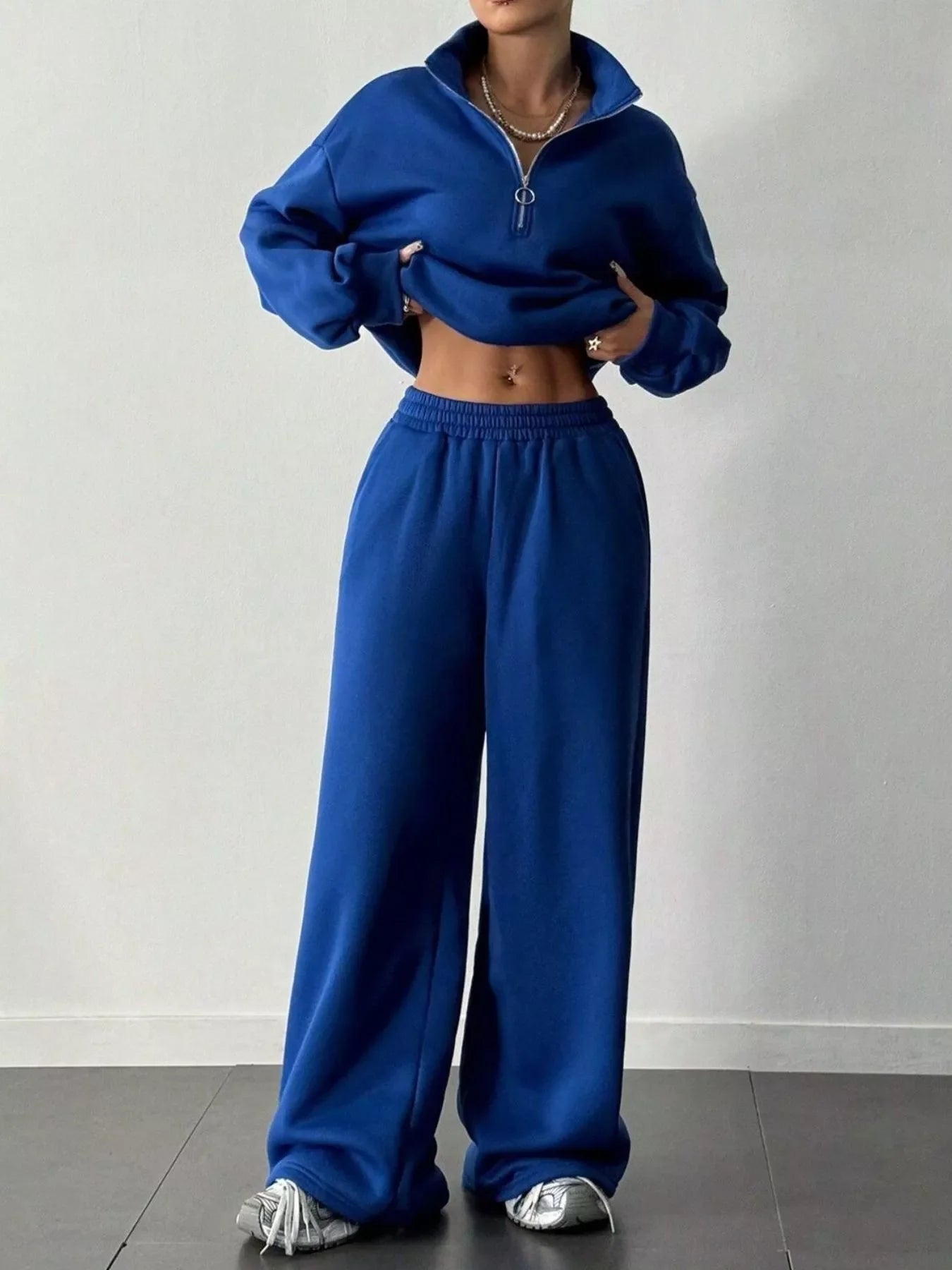 Hazel Blues® |  Half-Zip Long Sleeve Sweatshirt and Pants Set