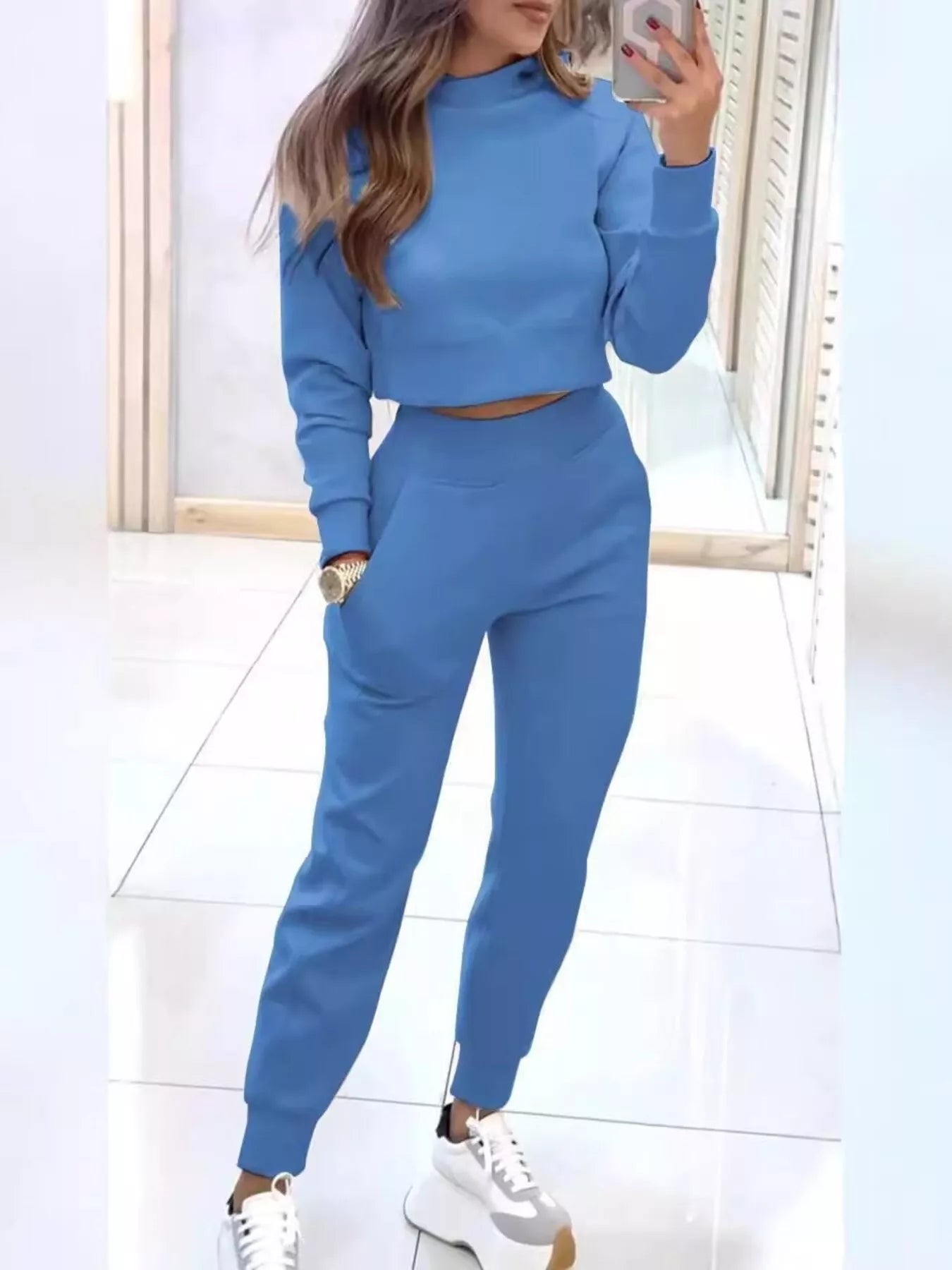 Hazel Blues® |  Casual Chic Cropped Sweatshirt and Jogger Set