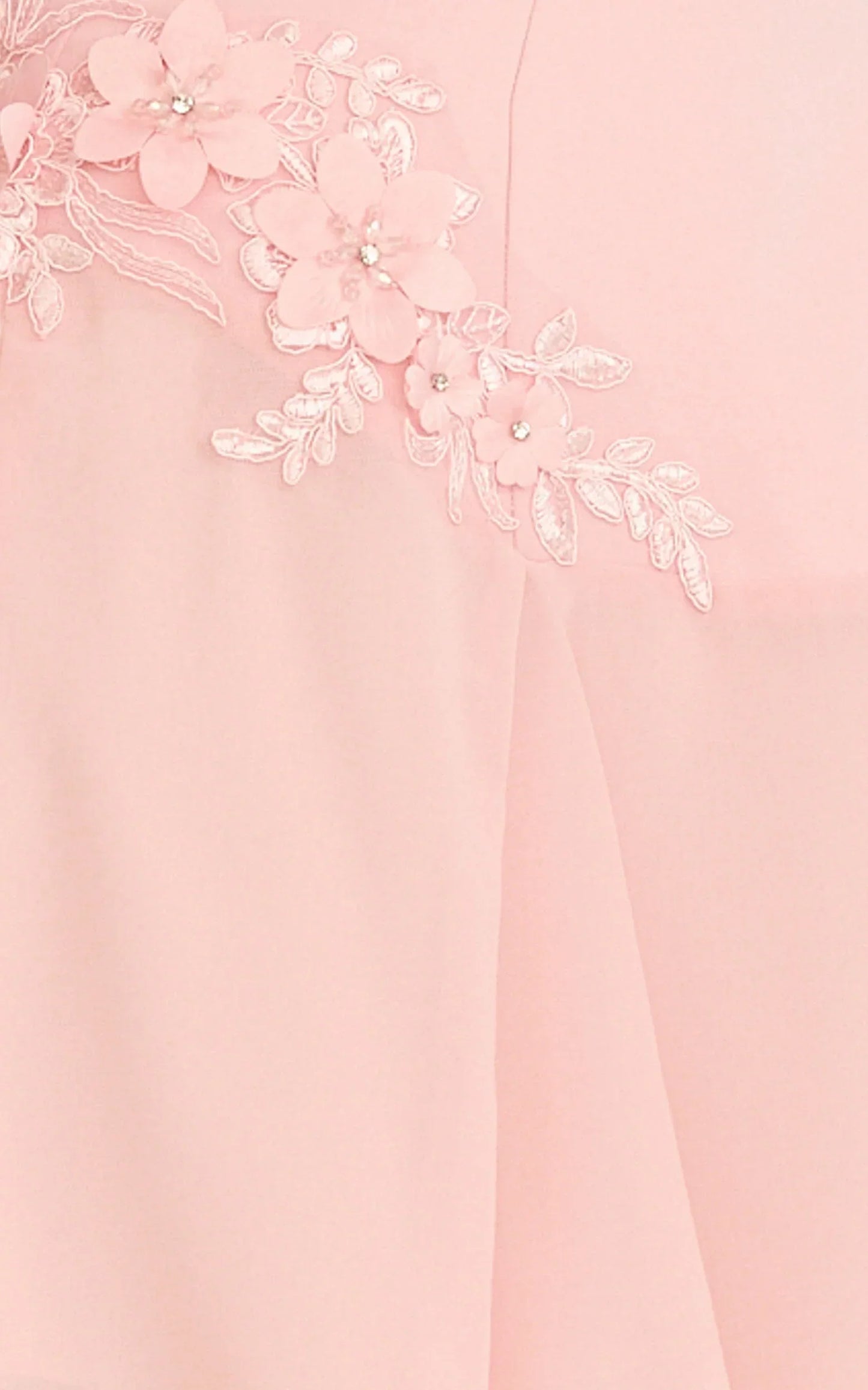 Penny Mini Dress - Strapless Corset Bodice Floral Embellished Godet Dress in Soft Pink