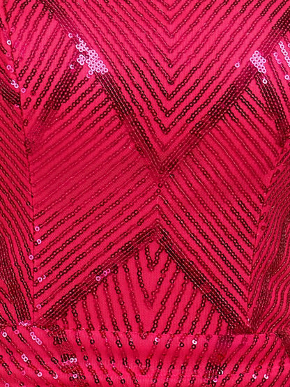 Fuchsia - Strapless Bodycon Sequins Mini Party Dresses With Slit