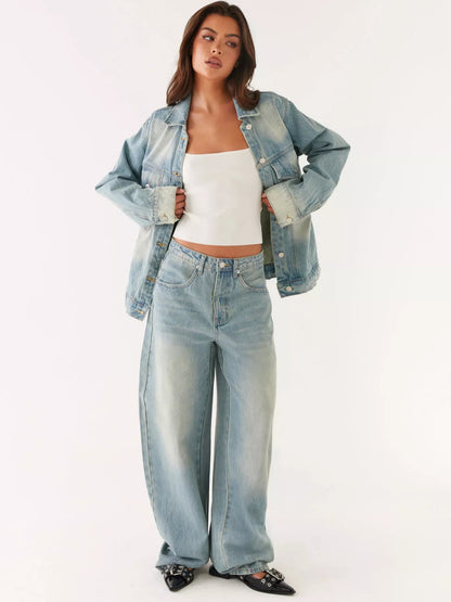 Hazel Blues® |  Button Up Denim Jacket and Jeans Set