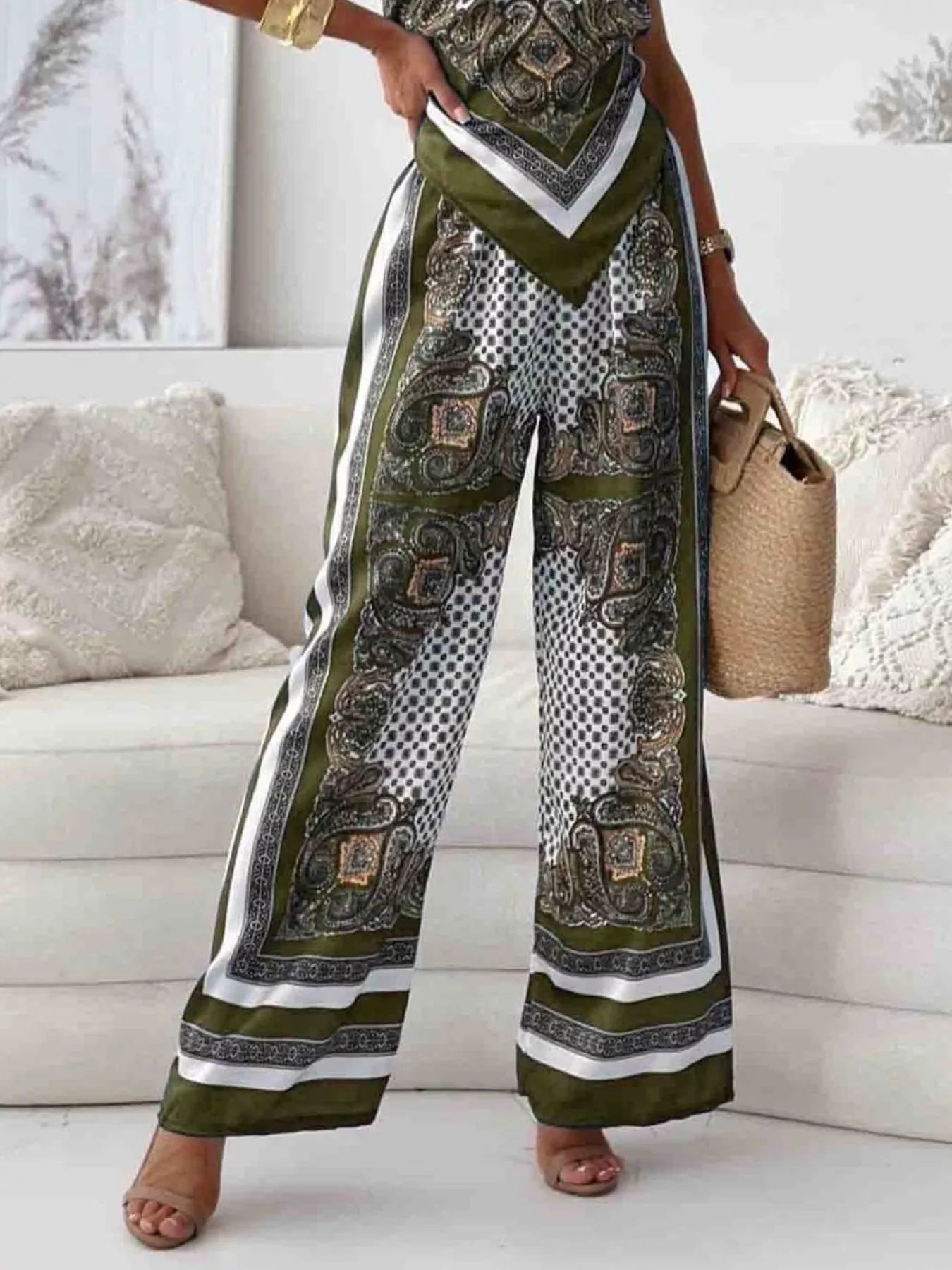 Hazel Blues® |  Tie Back Printed Cami and Pants Set