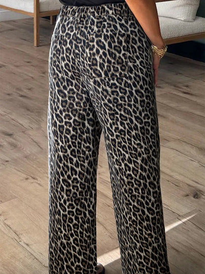 Hazel Blues® |  Leopard Straight Loose Leg Jeans