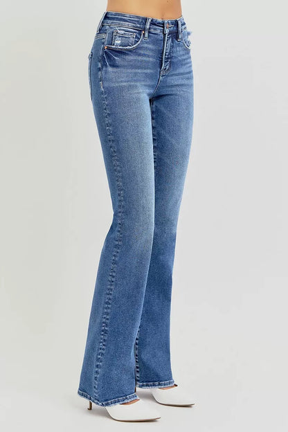 Hazel Blues® | RISEN Tummy Control High Rise Straight Jeans