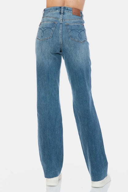 Hazel Blues® |  Judy Blue Tummy Control Cut Raw Hem Straight Jeans