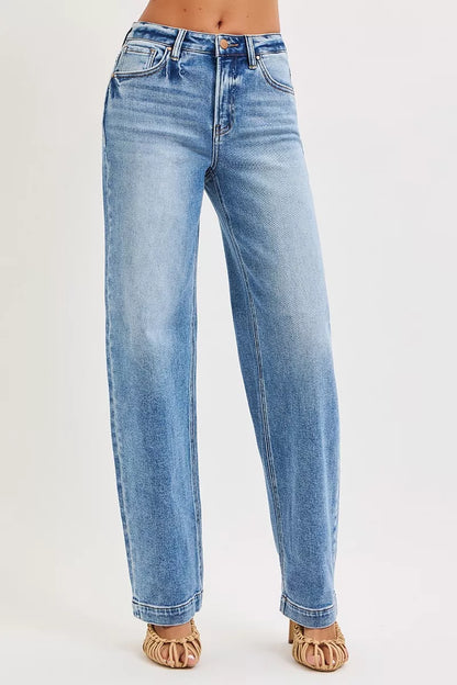 Hazel Blues® |  RISEN High Rise Wide Baggy Jeans