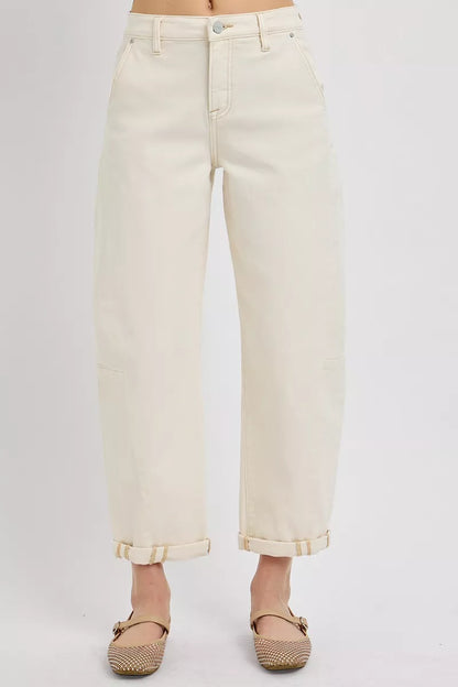 Hazel Blues® |  RISEN High Rise Relaxed Barrel Cuffed Jeans