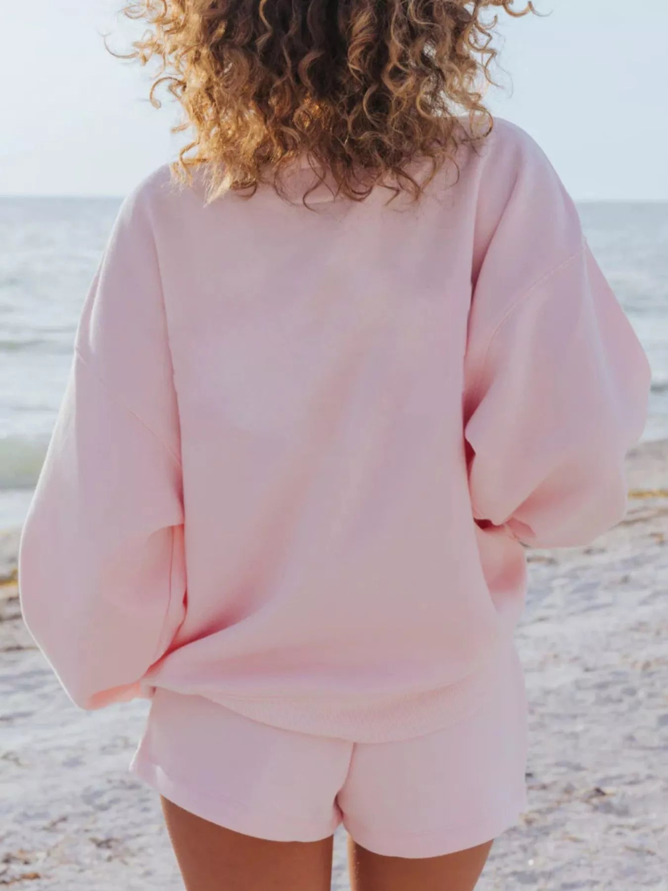 Hazel Blues® |  Relaxed Fit Round Neck Sweatshirt and Shorts Set