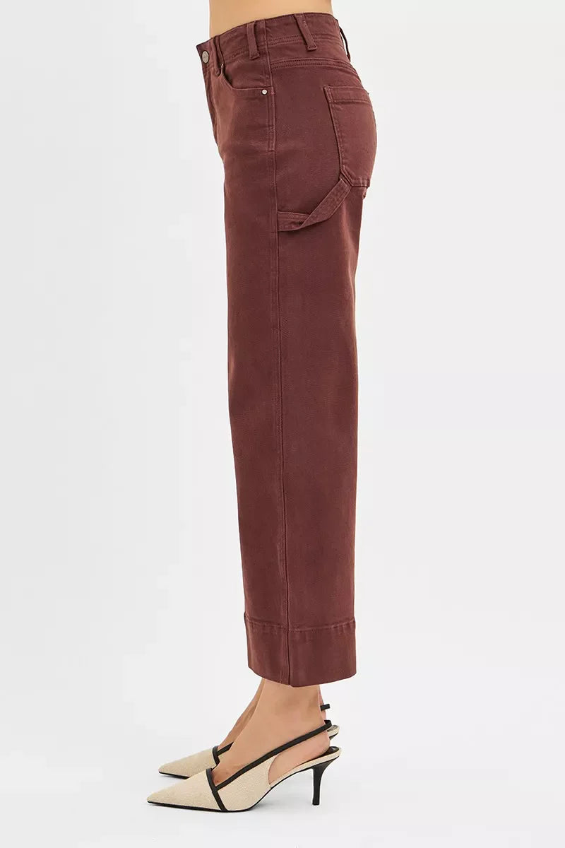 Hazel Blues® |  RISEN Tummy Control High Rise Crop Wide No Waist Band Pants