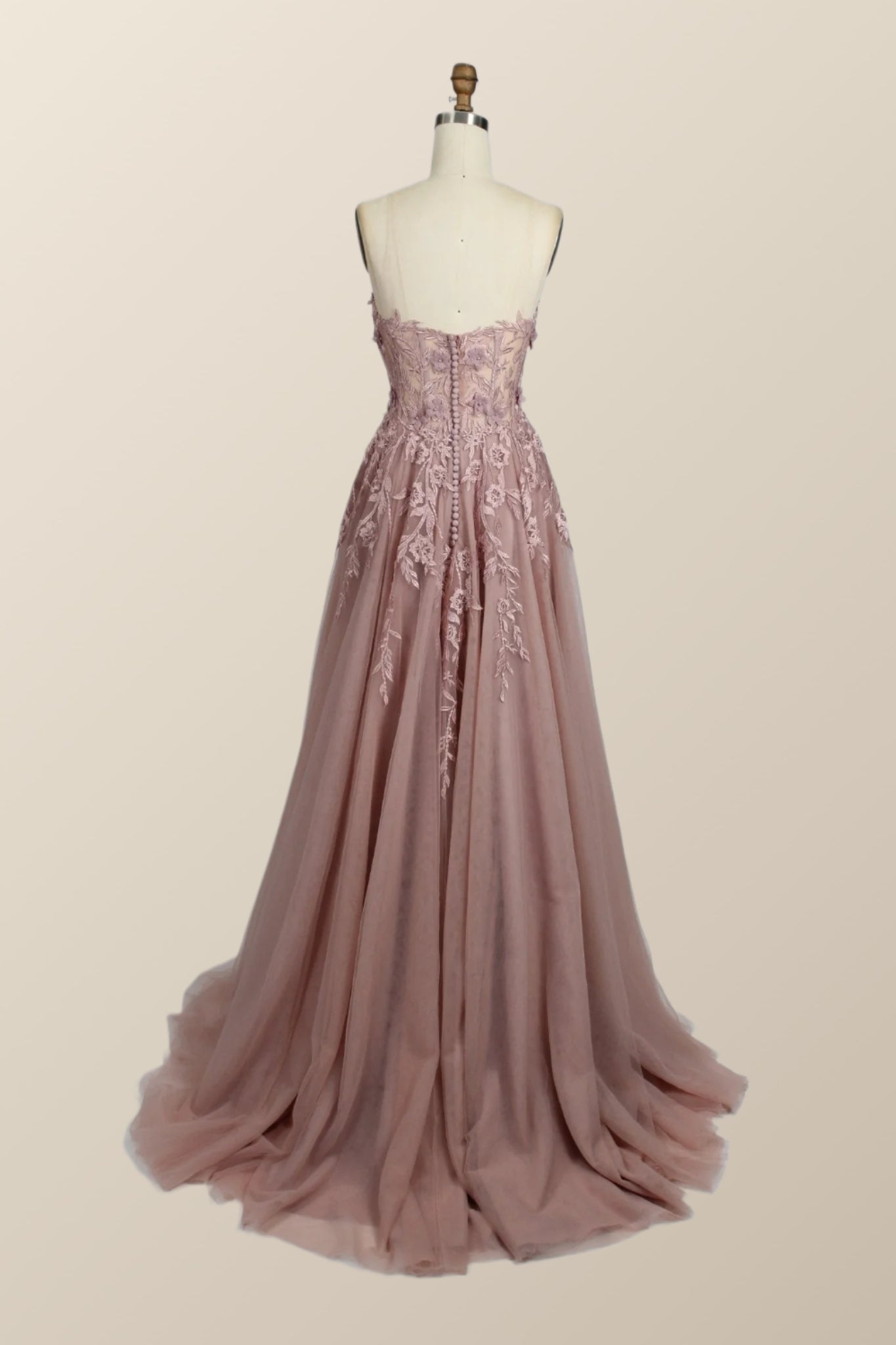Light Blue Floral Embroidery Strapless A-line Formal Dress