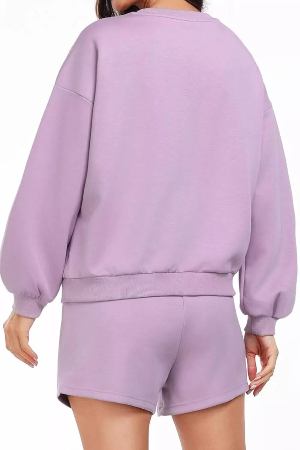 Hazel Blues® |  Round Neck Sweatshirt and Shorts Set
