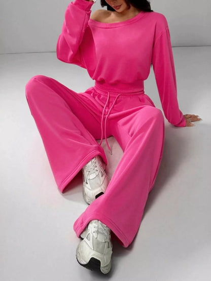 Hazel Blues® |  Boat Neck Long Sleeve Top and Pants Set
