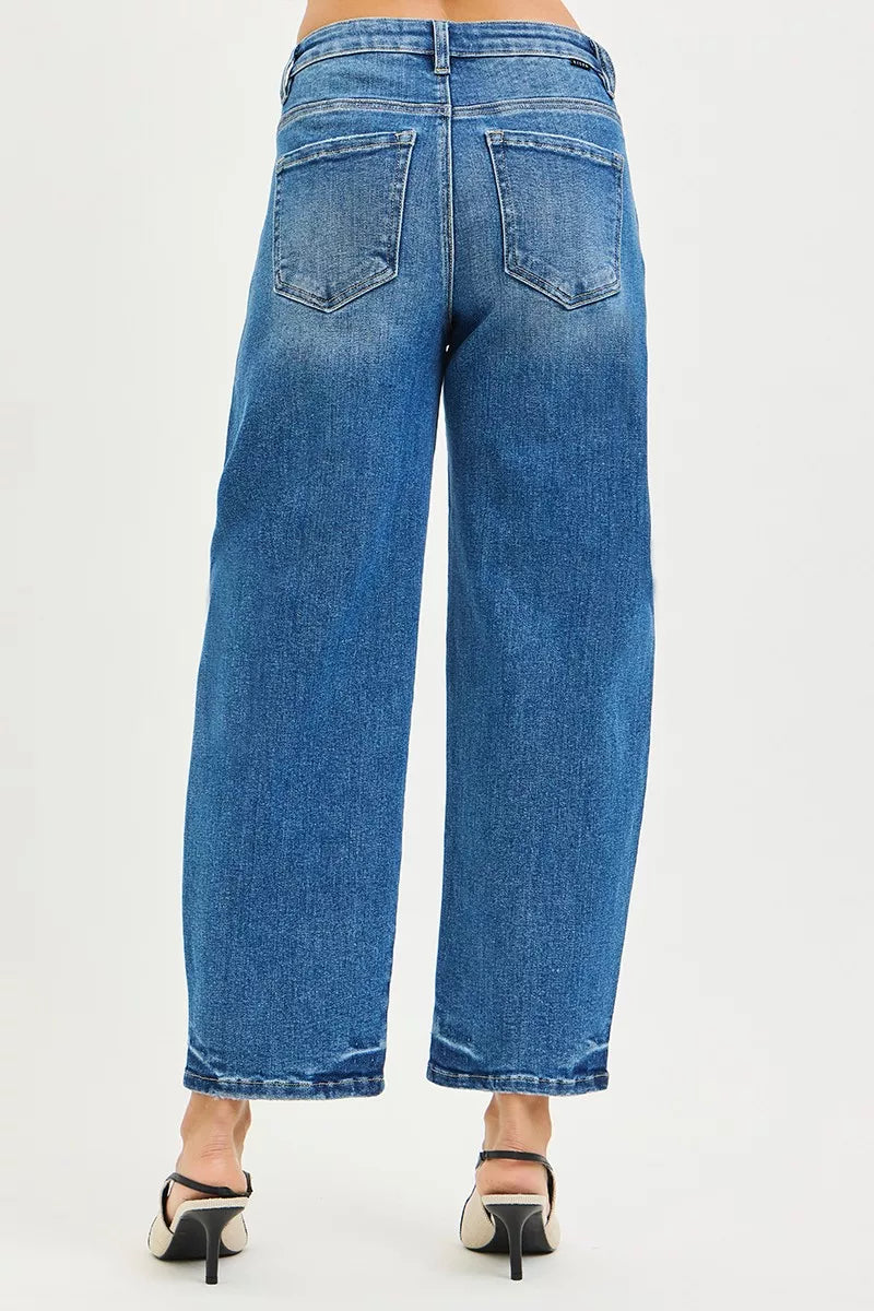 Hazel Blues® |  RISEN Slouchy Cropped Barrel Jeans