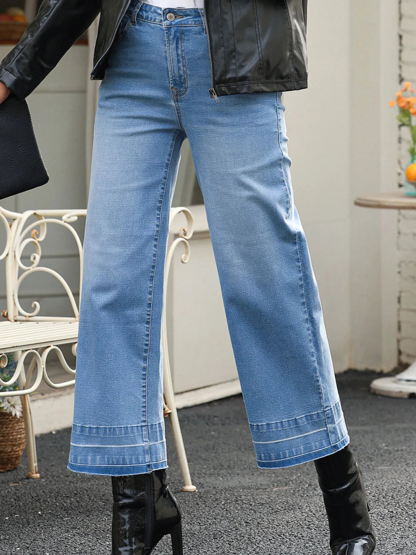 Hazel Blues® |  High Waist Wide Leg Washed Jeans