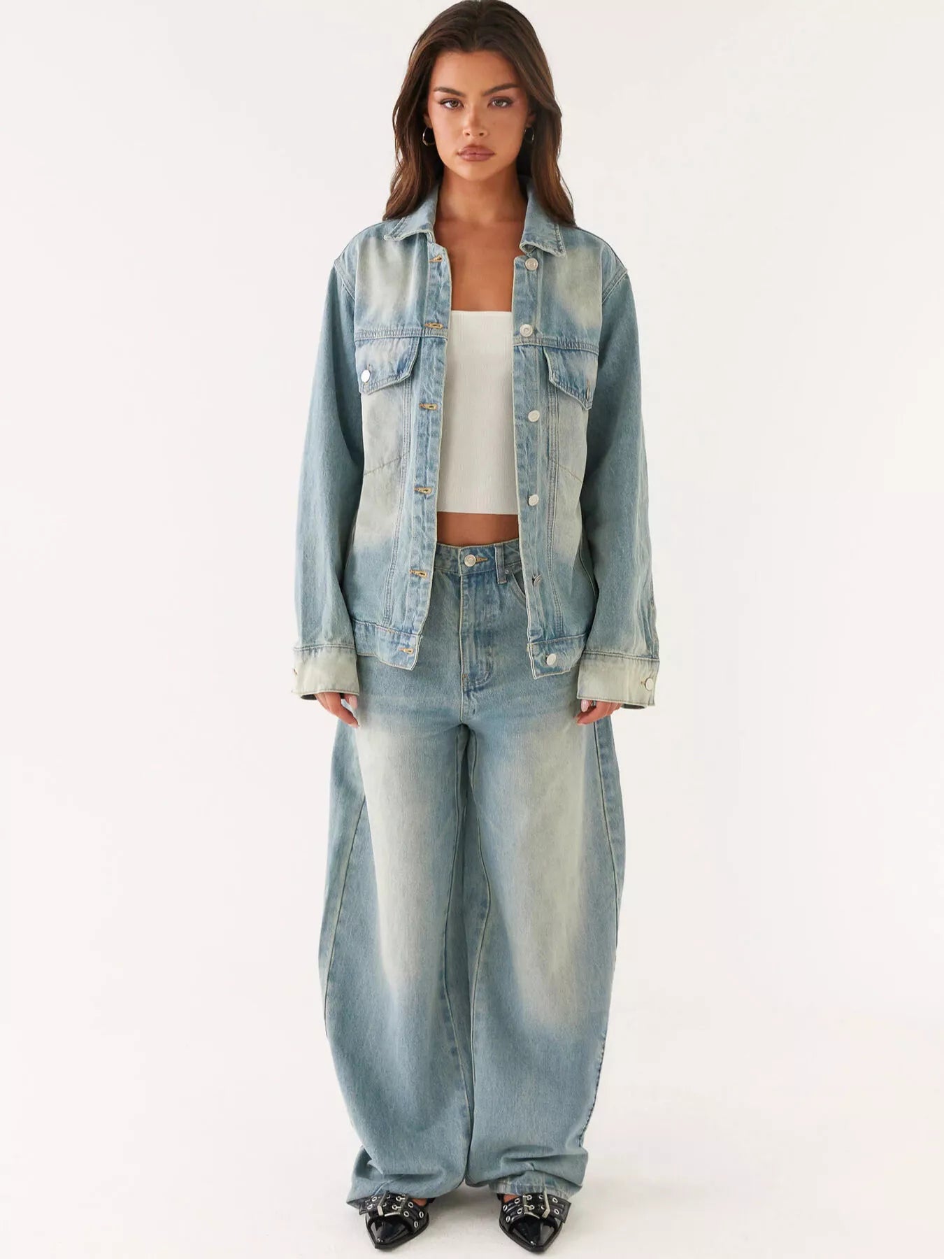 Hazel Blues® |  Button Up Denim Jacket and Jeans Set