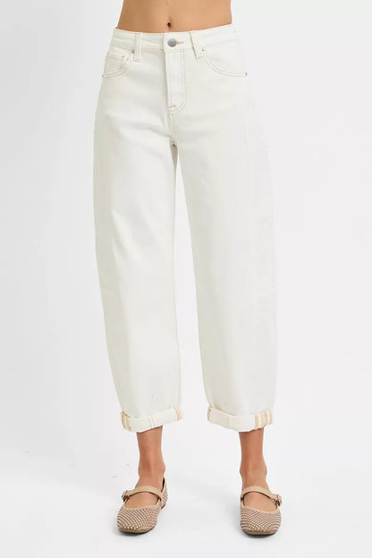 Hazel Blues® | RISEN High Rise Barrel Cropped Jeans