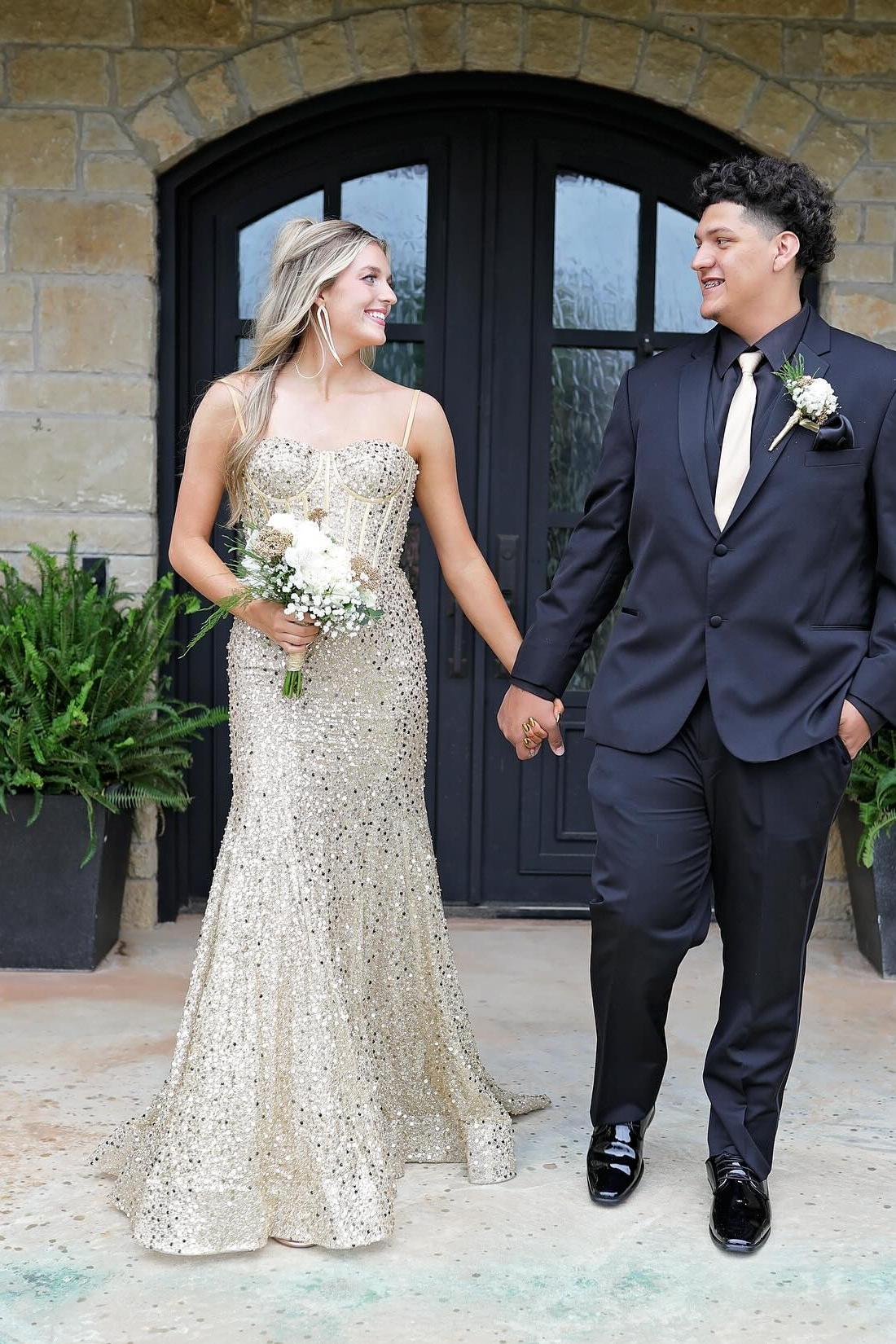 Light Blue Sequin Mermaid Long Formal Dress