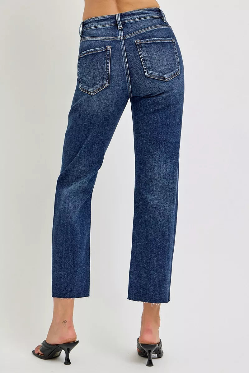 Hazel Blues® |  RISEN High Rise Slim Barrel Jeans