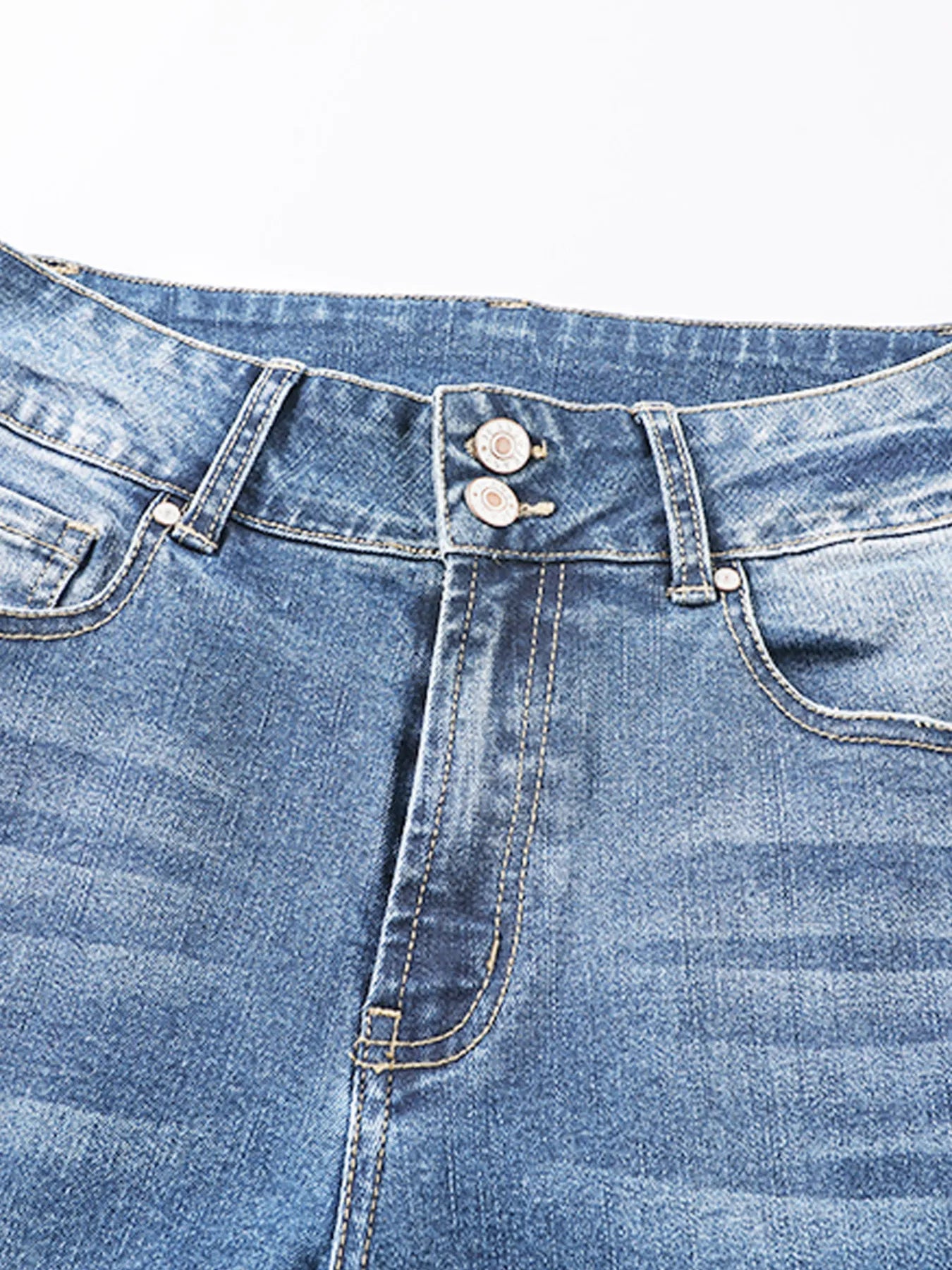 Hazel Blues® |  High Waist Distressed Straight Leg Jeans