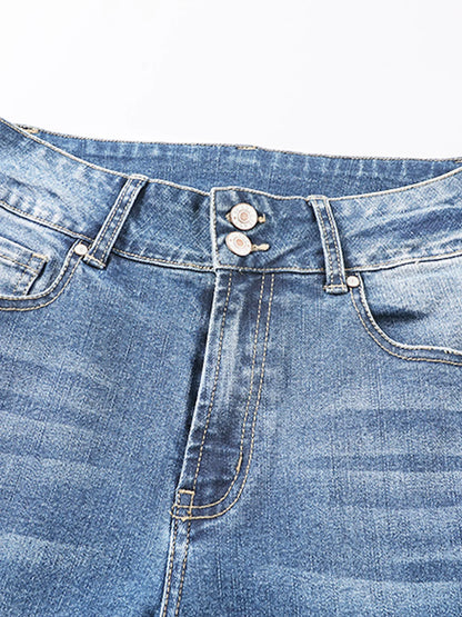 Hazel Blues® |  High Waist Distressed Straight Leg Jeans