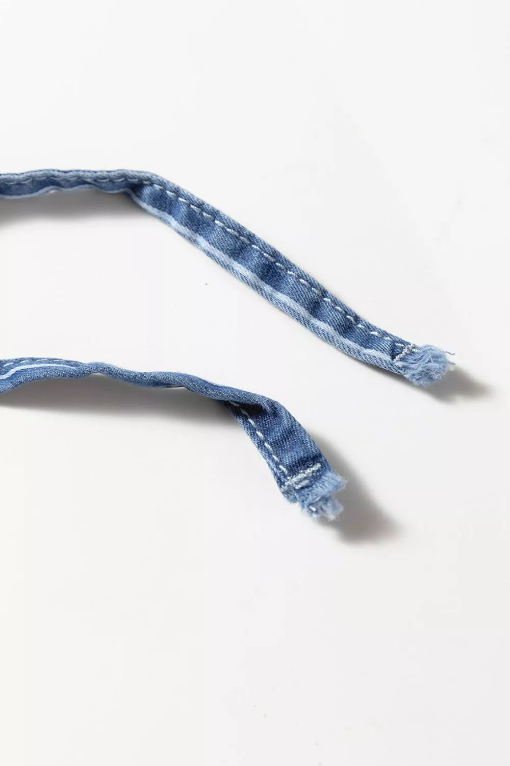 Hazel Blues® |  Stripe Chambray Wide Leg Tied Elastic Waist Jeans