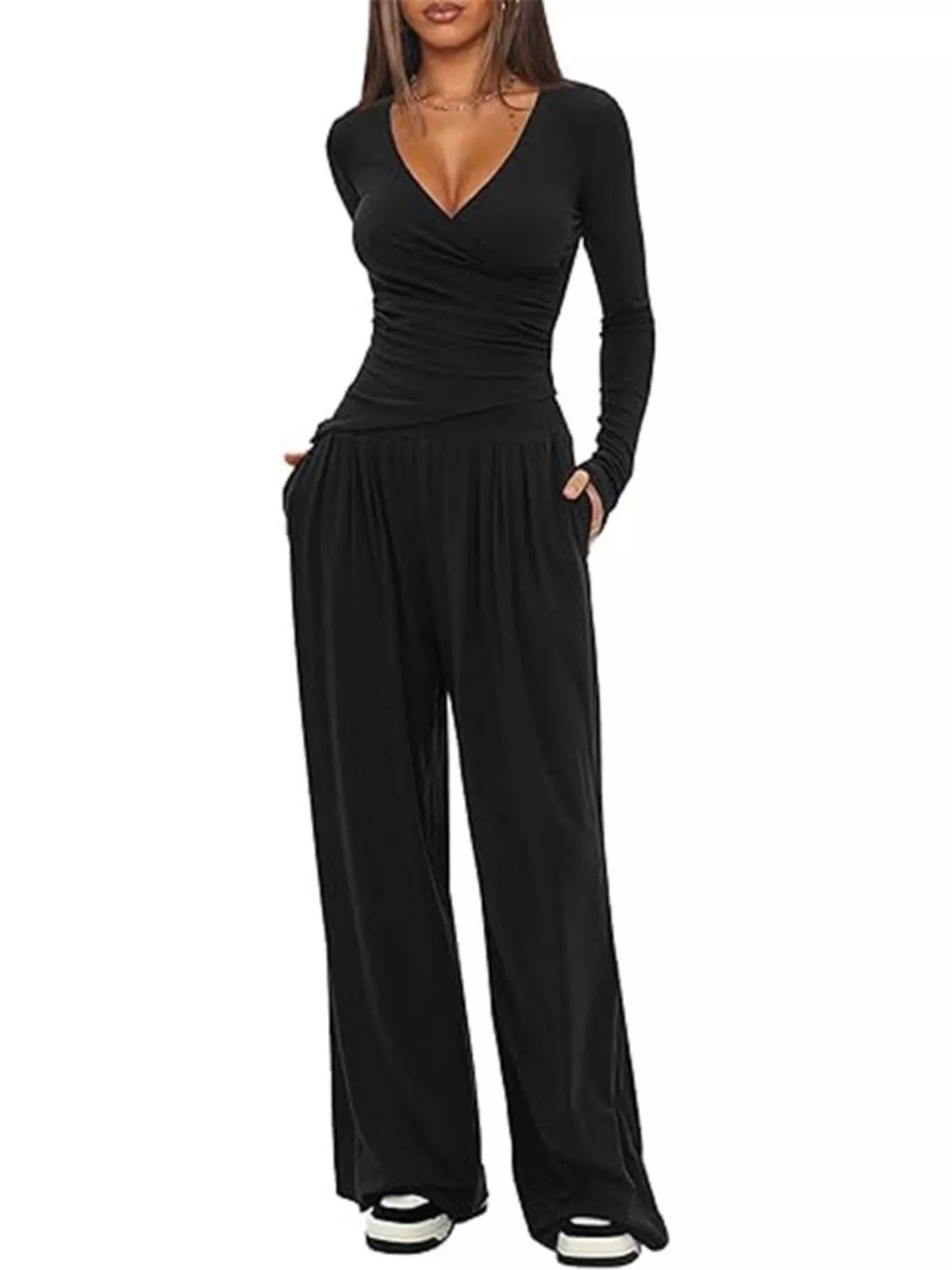 Hazel Blues® |  Casual Long Sleeve Top and Wide Leg Pants Set