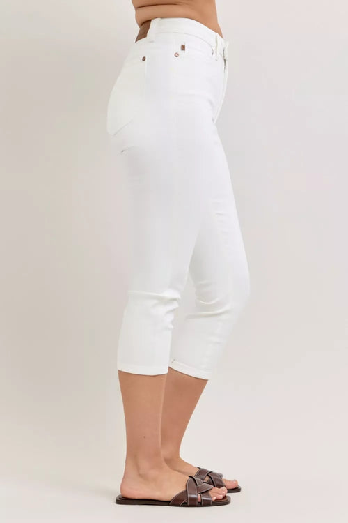 Hazel Blues® |  Judy Blue High Waist Extended Waistband Capri Pants with Spade Pockets