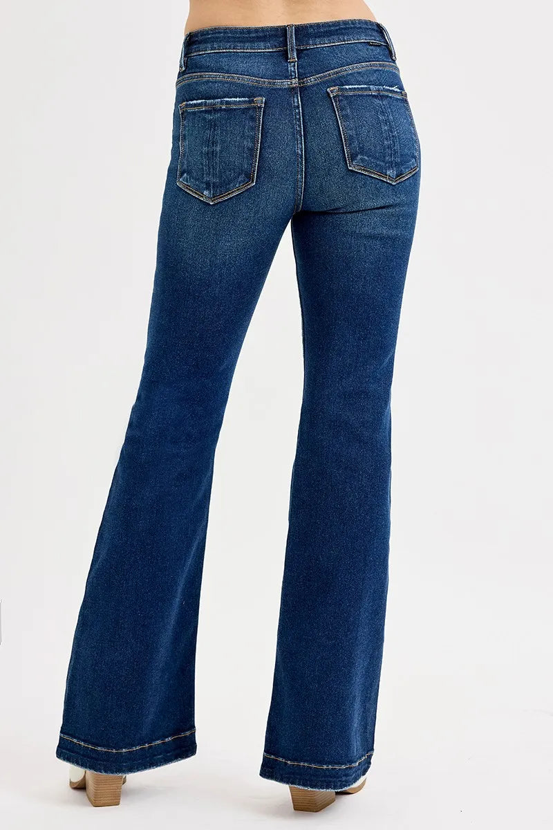 Hazel Blues® |  RISEN Full SIze Tummy Control Mid Rise Flare Jeans Plus SIze