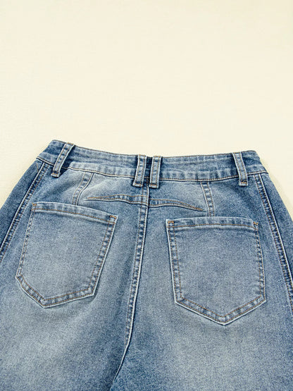 Hazel Blues® |  Vintage Washed Seam Detail Shift Jeans
