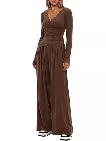 Hazel Blues® |  Casual Long Sleeve Top and Wide Leg Pants Set