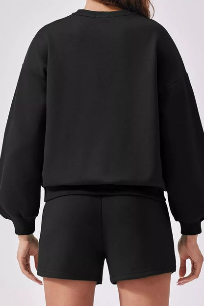 Hazel Blues® |  Round Neck Sweatshirt and Shorts Set