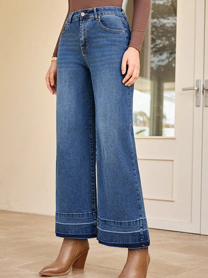 Hazel Blues® |  High Waist Wide Leg Washed Jeans