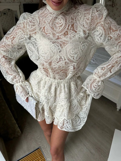 Hazel Blues® |  Lace Long Sleeve Top and Skirt Set