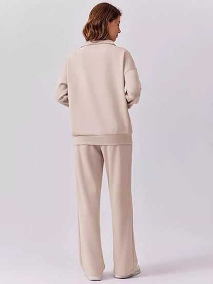 Hazel Blues® |  Relaxed Fit Quarter-Zip Top and Pants Set