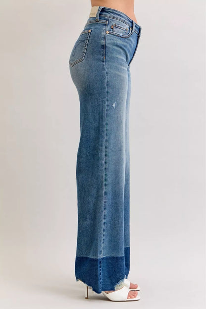 Hazel Blues® |  Judy Blue Raw Hem High Waist Column Straight Jeans