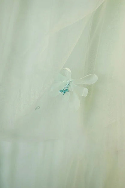 Elegant 3D Flowery Sage Green Tulle Fairy Ball Gown