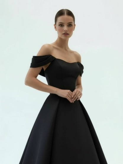 Elegant A-Line Off the Shoulder White Satin Wedding Dresses